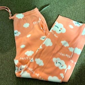 Pink Cloud Fleece Pajama Pants Bottoms